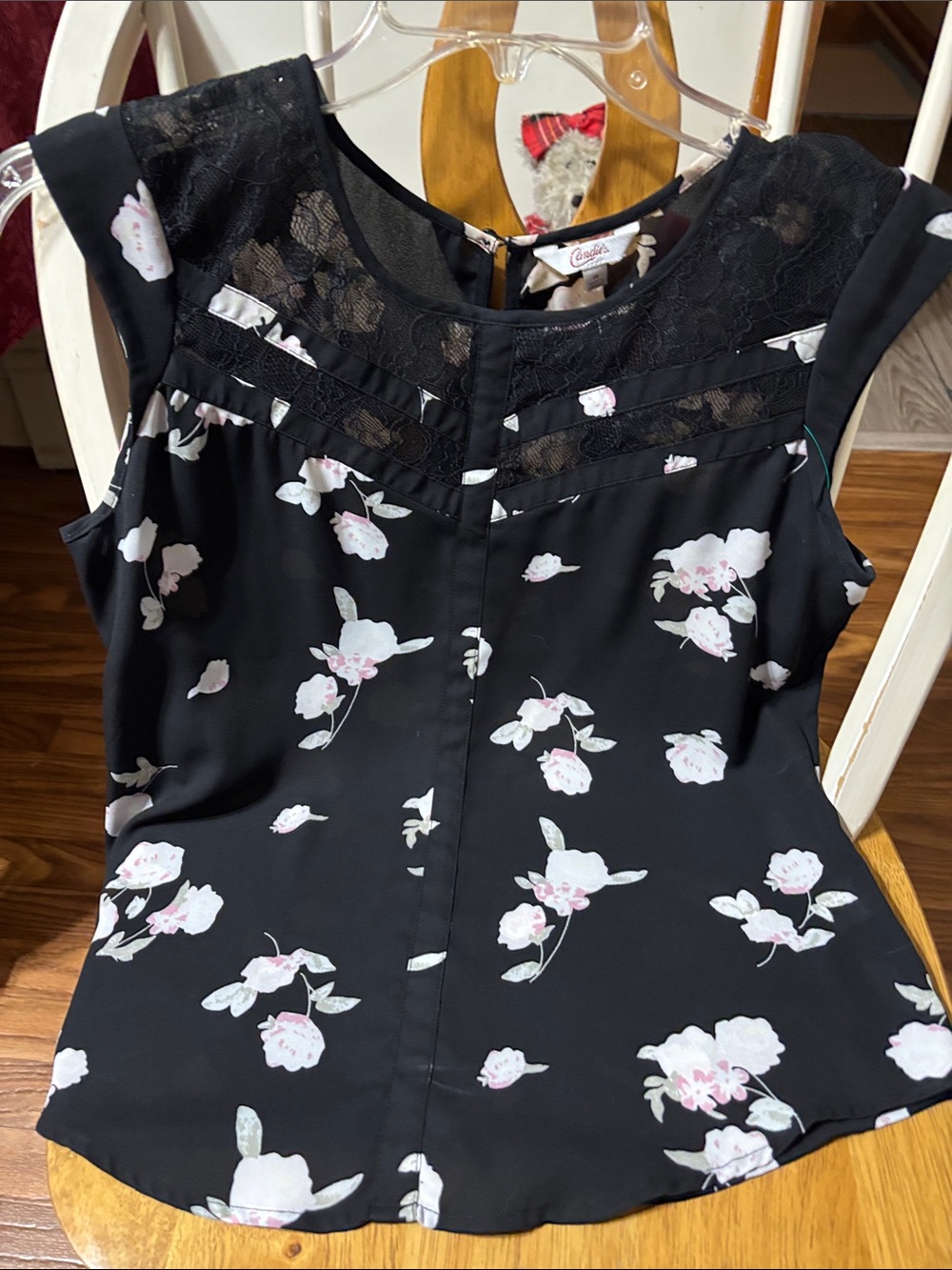 Candie's Black Floral Lace Yoke Camisole